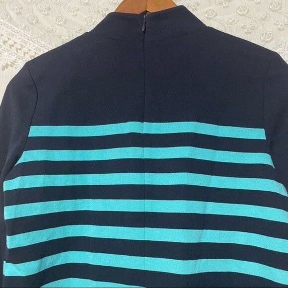 Talbots · Small Petite · Striped Mock Neck Knit Top · Blue Two Tone - Picture 7 of 10
